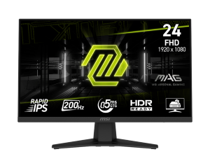 MSI MONITOR GAMING MAG 244F, FLAT IPS FHD, 24, 16:9, 300CD/M2, 100.000.000:1, 0.5MS, 200Hz, 1920x1080, HDMI/ DP/ HP OUT, TILT, BLACK, 3YW.